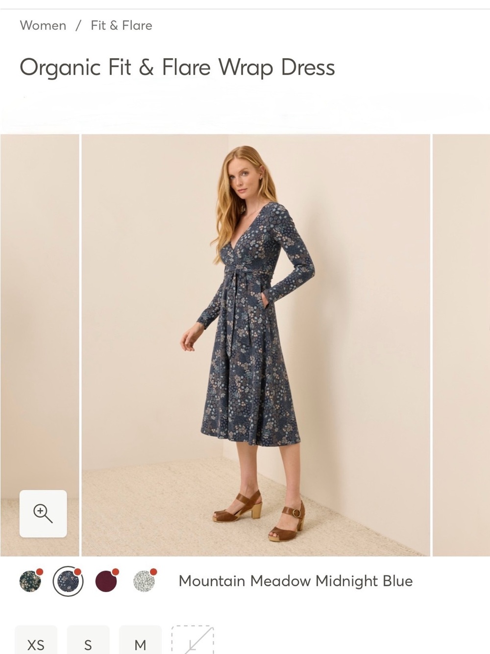 NWOT-PACT ORGANIC FIT & FLARE WRAP DRESS- MEDIUM